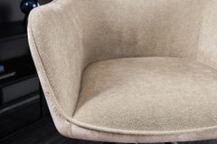 Drehbarer Stuhl VERONA champagner beige Samt Strukturstoff mit Armlehne Metallbeine schwarz