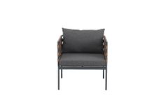 In- und Outdoor Lounge-Sessel UNIQUE 70cm schwarz braun grau Aluminium inkl. Kissen