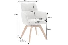 Drehbarer Stuhl ASGARD beige Strukturstoff mit Taschenfederkern und Armlehne