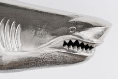 Maritime Wanddekoration HAI 105cm silber rechts Metall Haifisch Design Skulptur