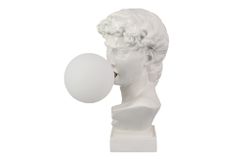 Handgefertigte Tischlampe DAVID 30cm weiß Büste mit Lampenkugel