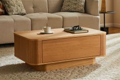 Nordischer Couchtisch VALHALLA WOOD 100cm natur Eichenholz mit Schublade