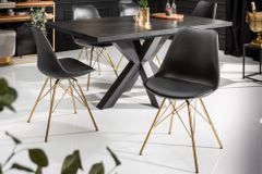 Design Stuhl SCANDINAVIA MEISTERSTÜCK schwarz goldene Beine