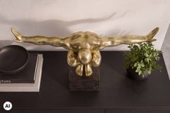 Deko-Figur HIGH DIVER 50cm gold schwarz handmade Athleten-Skulptur