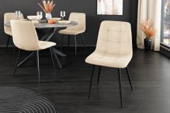 Moderner Design Stuhl TRES CHIC beige Cord schwarze Metallbeine Esszimmer