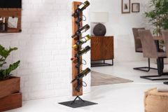 Massives Weinregal BARRACUDA 140cm Teakholz rustikaler Flaschenhalter