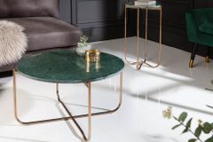 Runder Couchtisch NOBLE 65cm grün Marmor abnehmbare Tischplatte klappbar gold Metall