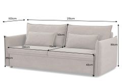 XXL Sofa mit Schlaffunktion APARTMENT grau Cord inkl. Bettkasten und Kissen