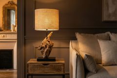 Treibholz Tischlampe HYPNOTIC 60cm natur Leinen-Schirm