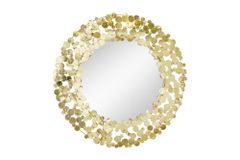 Dekorativer Wandspiegel COINS 80cm XL antik gold rund aus Metall handmade