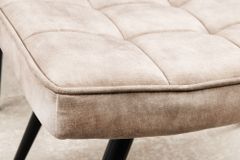 Moderner Hocker SCANDINAVIA champagner beige Samt schwarze Metallbeine Fußhocker
