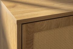 Design Nachttisch VIENNA 60cm natur Rattan Geflecht Beistelltisch mit Stauraum