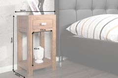 Massivholz Beistelltisch MAKASSAR 70cm braun Sheesham stone finish mit Stauraum