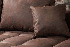Modernes Ecksofa KENT 220cm braun Federkern Wohnlandschaft inkl. Hocker und Kissen