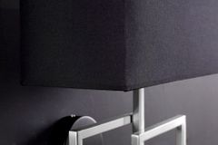 Moderne Wandleuchte ATLANTIS 44cm silber Stoffschirm schwarz Lampe
