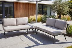 Outdoor Lounge Sitzgruppe MOBILE MODULAR anthrazit hellgrau mit Tisch wetterfest