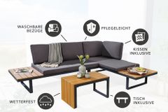 Wetterfestes Gartenmöbel Set IBIZA MODULAR LOUNGE 250cm anthrazit Aluminium inkl. Sitzpolster