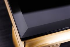 Eleganter Couchtisch MODERN BAROCK 100cm schwarz Opalglas goldene Beine
