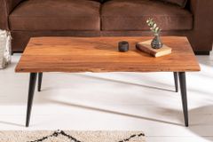 Massiver Couchtisch ORGANIC LIVING 110cm natur Akazienholz mit Baumkante