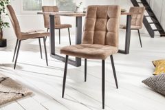 Retro Design Stuhl MODENA antik taupe Microfaser mit Ziersteppung