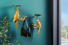 2er Set Wandgarderobe WILDLIFE BIRDS 45cm gold Metall Hammerschlag Design handmade