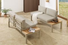 Modulare Garten Sitzgruppe ORLANDO LOUNGE 240cm champagner greige Aluminium wetterfest inkl. Kissen