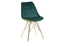 Design Stuhl SCANDINAVIA MEISTERSTÜCK grün Chenille gold Metall Monstera-Blatt