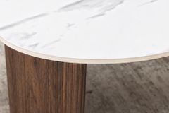 2er Set Couchtische OSAKA 120cm weiß Marmor Keramik Walnuss