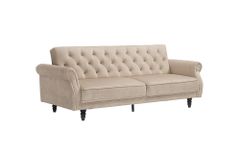 Schlafsofa MAISON BELLE AFFAIRE 220cm champagner beige Vogue Seiden Samtstoff 3-Sitzer