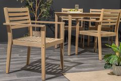Massiver Gartenstuhl KOPENHAGEN natur Akazienholz anthrazit In- und Outdoor inkl. Kissen