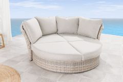 Drehbare Sonneninsel SEATTLE 195cm greige mit Sonnendach inkl. Kissen