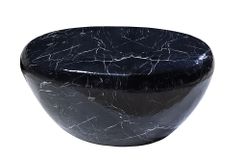 Handgefertigter Couchtisch STONE 75cm schwarz Marmor-Design Metall