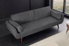 Design Schlafsofa DIVANI 220cm grau Samt 3-Sitzer mit Bettfunktion Walnuss-Füße