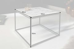 Eleganter Couchtisch ELEMENTS 50cm weiß mit polierter Marmor-Platte