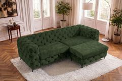 Chesterfield Sitzhocker MODERN BAROCK 95cm grün Samt Fußhocker