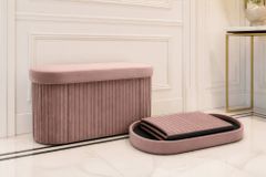 Faltbare Polsterbank ÉLAN 80cm rosa Samt Sitzbank mit Stauraum