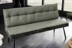 Gepolsterte Sitzbank BIG GEORGE 160cm grün Samt Strukturstoff Taschenfederkern schwarz