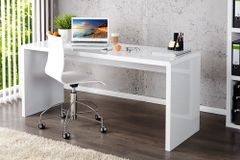 Design Schreibtisch FAST TRADE 140cm weiß Hochglanz Bürotisch