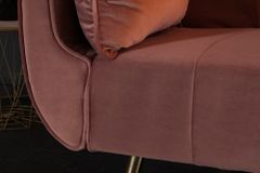 Retro Schlafsofa DIVANI 220cm altrosa Samt goldene Metallfüße 3-Sitzer mit Bettfunktion