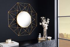 Handgearbeiteter Spiegel DIAMOND L 80cm gold aus Eisen im Retro Design