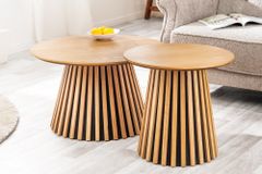 Runder Couchtisch VALHALLA WOOD 50cm natur Eichenholz Säulenfuß