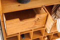 Massive Vitrine SEVEN SEAS 150cm natur Pinie Industrial-Türen Metall Barschrank