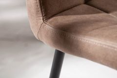 Retro Design Stuhl MODENA antik taupe Microfaser mit Ziersteppung
