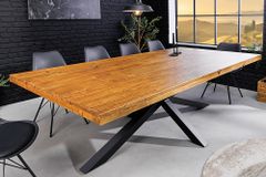 Massivholz Esstisch GALAXIE 200cm vintage braun Pinie recycelt Industrial Design