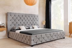 Design Boxbett PARIS 180x200 cm grau Bouclé Chesterfield