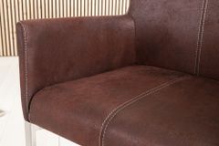Freischwinger Stuhl SAMSON dark coffee mit Armlehne und Edelstahlrahmen