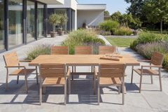 Moderner Gartentisch DESIGNO 200cm natur greige Aluminium wetterfest X-Gestell