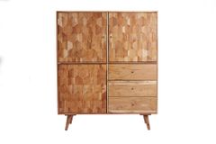Massivholz Highboard MYSTIC LIVING 140cm Akazie natur 3D-Oberfläche