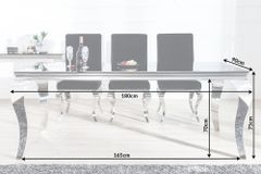 Eleganter Design Esstisch MODERN BAROCK 180cm schwarz Edelstahl Opalglas Tischplatte