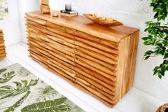 Massivholz Sideboard RELIEF 160cm Akazie Kommode mit Schubladen aufwändige Front